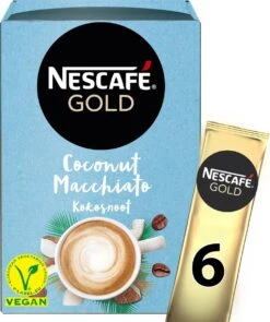 Nescafé Gold Coconut Macchiato Oploskoffie - 6 Doosjes à 6 Zakjes -Koffieverkoopwinkel 1005x1200 1