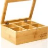 Bambuswald© Houten Theedoos Met 6 Vakken Gemaakt Van 100% Duurzame Bamboe -Koffieverkoopwinkel 1038x1200
