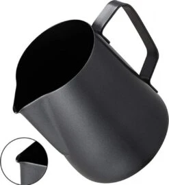 Melkopschuimkan Van Roestvrijstaal (350ml) - Zwart - Melkkannetje RVS - Barista Melkkan