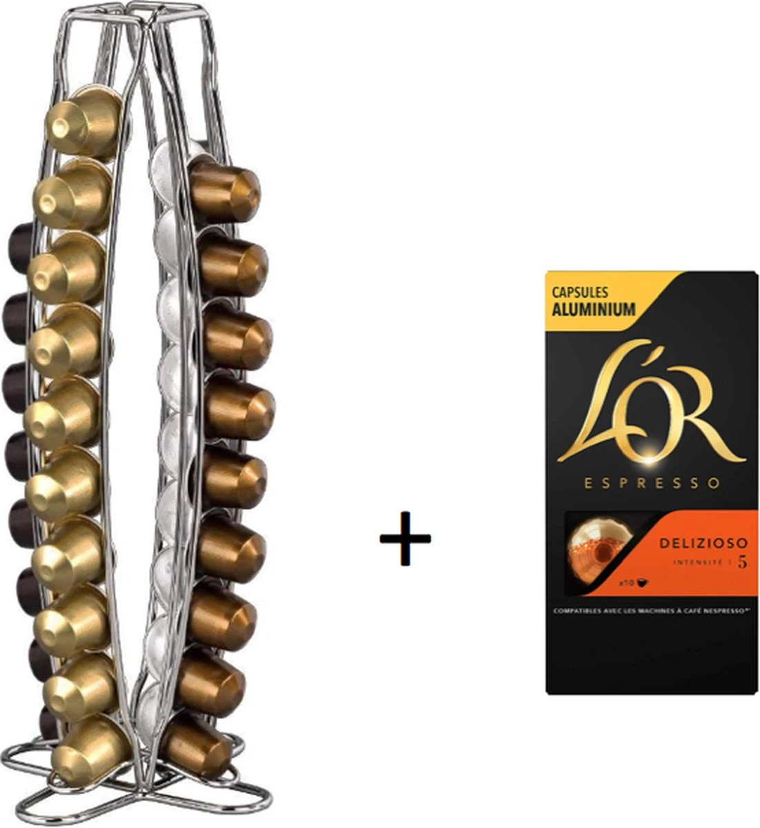 Stijlvolle Capsulehouder Voor 40 Nespresso Cups - Cup Houder – Stijlvol Aluminium – Geschikt Voor 40 Koffie Cups – Met Doosje 10 Nespresso Cups Van L’Or 3 Stijlvolle Capsulehouder Voor 40 Nespresso Cups - Cup Houder – Stijlvol Aluminium – Geschikt Voor 40 Koffie Cups – Met Doosje 10 Nespresso Cups Van L’Or
