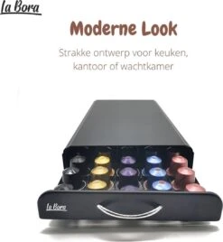 Luxe Design Capsulehouder Met Lade – Voor Nespresso Capules - 50 Cups – Cupshouder – Metaal RVS - La Bora -Koffieverkoopwinkel 1108x1200 1