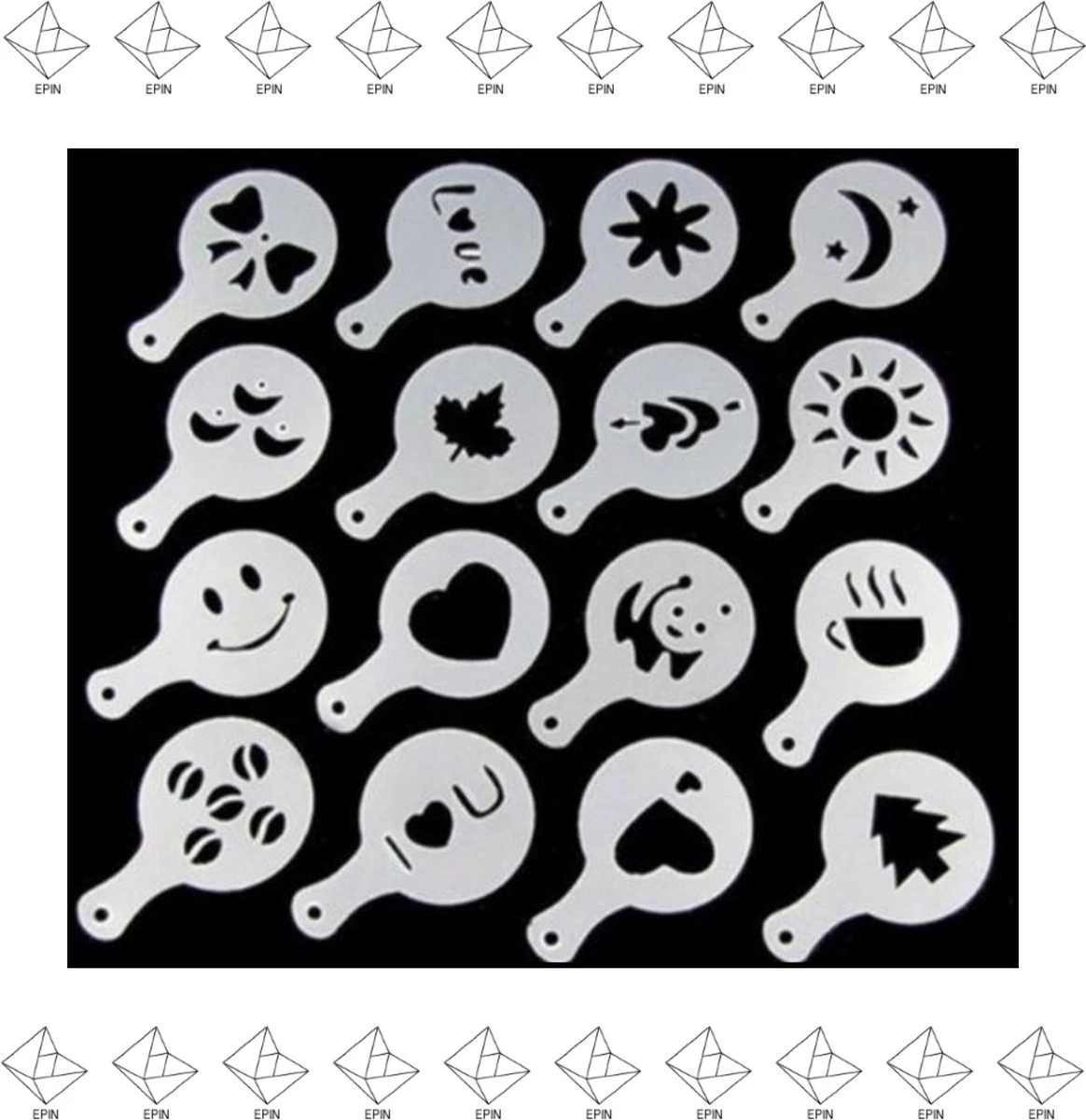 Merkloos Epin 3D - Cappuccino Sjabloon - Herbruikbaar - 16 Stuks 3 Merkloos Epin 3D - Cappuccino Sjabloon - Herbruikbaar - 16 Stuks