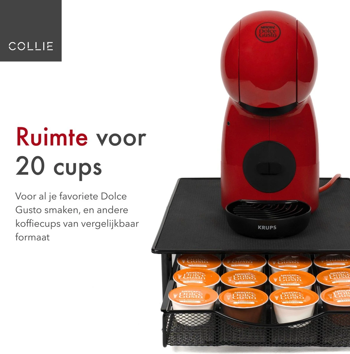 COLLIE - Dolce Gusto Cuphouder - Koffiecups Houder - Koffiecups Houder - Met Lade - 24 Cups - RVS - Matzwart 4 COLLIE - Dolce Gusto Cuphouder - Koffiecups Houder - Koffiecups Houder - Met Lade - 24 Cups - RVS - Matzwart - Afbeelding 2