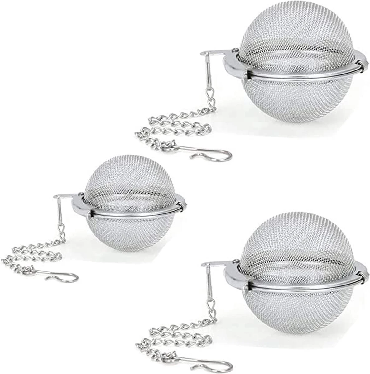 Merkloos Thee Zeef Set 3 Stuks Ø 9 / Ø 7 / Ø 5 - Thee/kruiden Kogel RVS -Thee Ei RVS - Kruiden Zeef/filter RVS 3 Merkloos Thee Zeef Set 3 Stuks Ø 9 / Ø 7 / Ø 5 - Thee/kruiden Kogel RVS -Thee Ei RVS - Kruiden Zeef/filter RVS