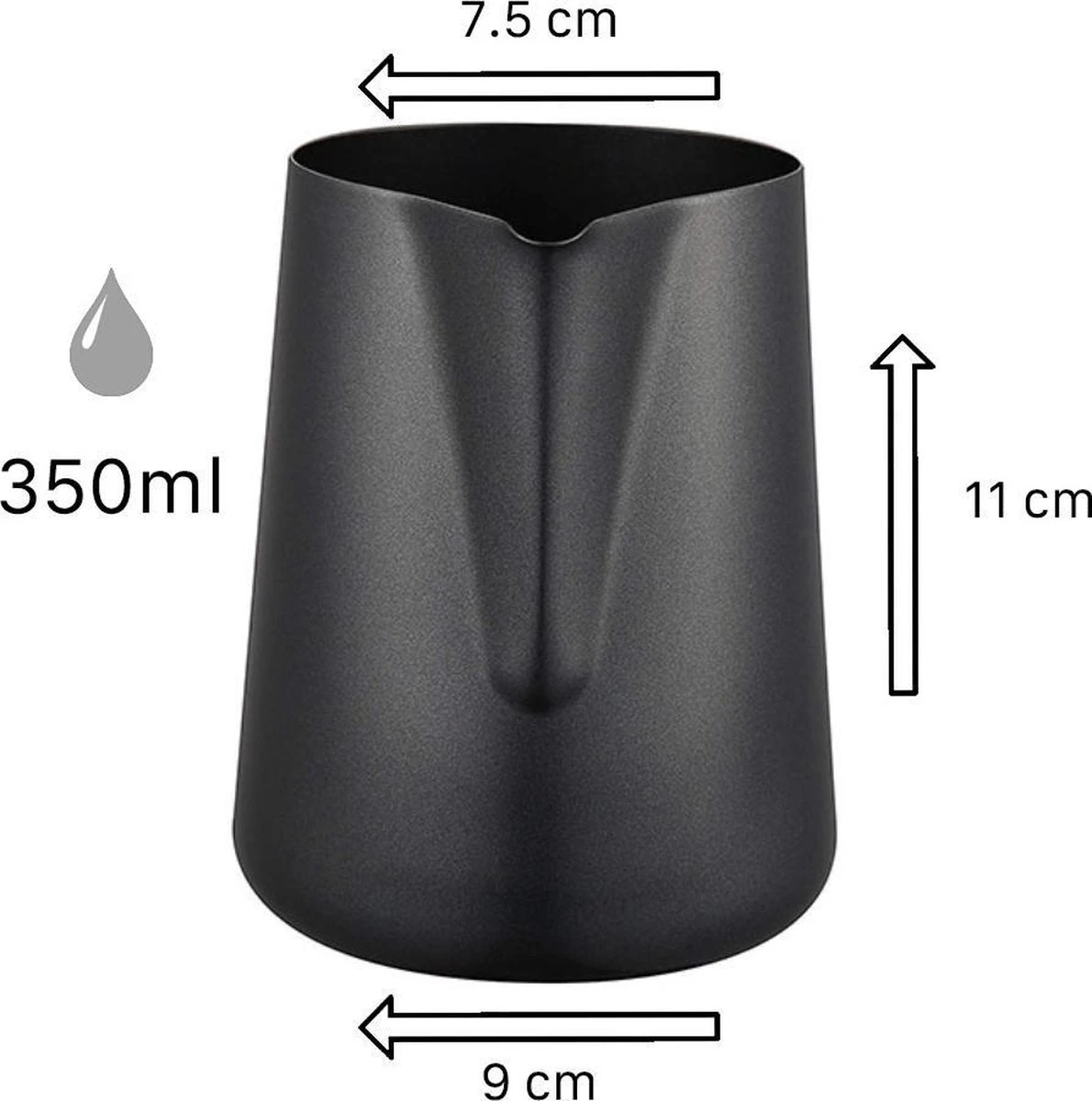 Melkopschuimkan Van Roestvrijstaal (350ml) - Zwart - Melkkannetje RVS - Barista Melkkan 5 Melkopschuimkan Van Roestvrijstaal (350ml) - Zwart - Melkkannetje RVS - Barista Melkkan - Afbeelding 3