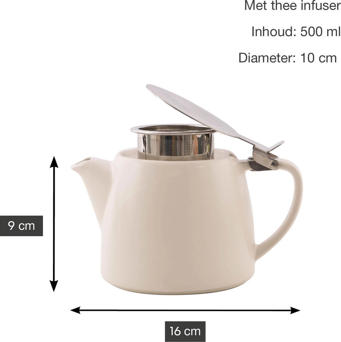 Point-Virgule - Theepot Met Thee Infuser - Mat - Gebroken Wit - 500ml 5 Point-Virgule - Theepot Met Thee Infuser - Mat - Gebroken Wit - 500ml - Afbeelding 3