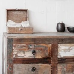 Raw Materials Scrapwood Theedoos – 6 Vakken – Gerecycled Hout -Koffieverkoopwinkel 1197x1200 2