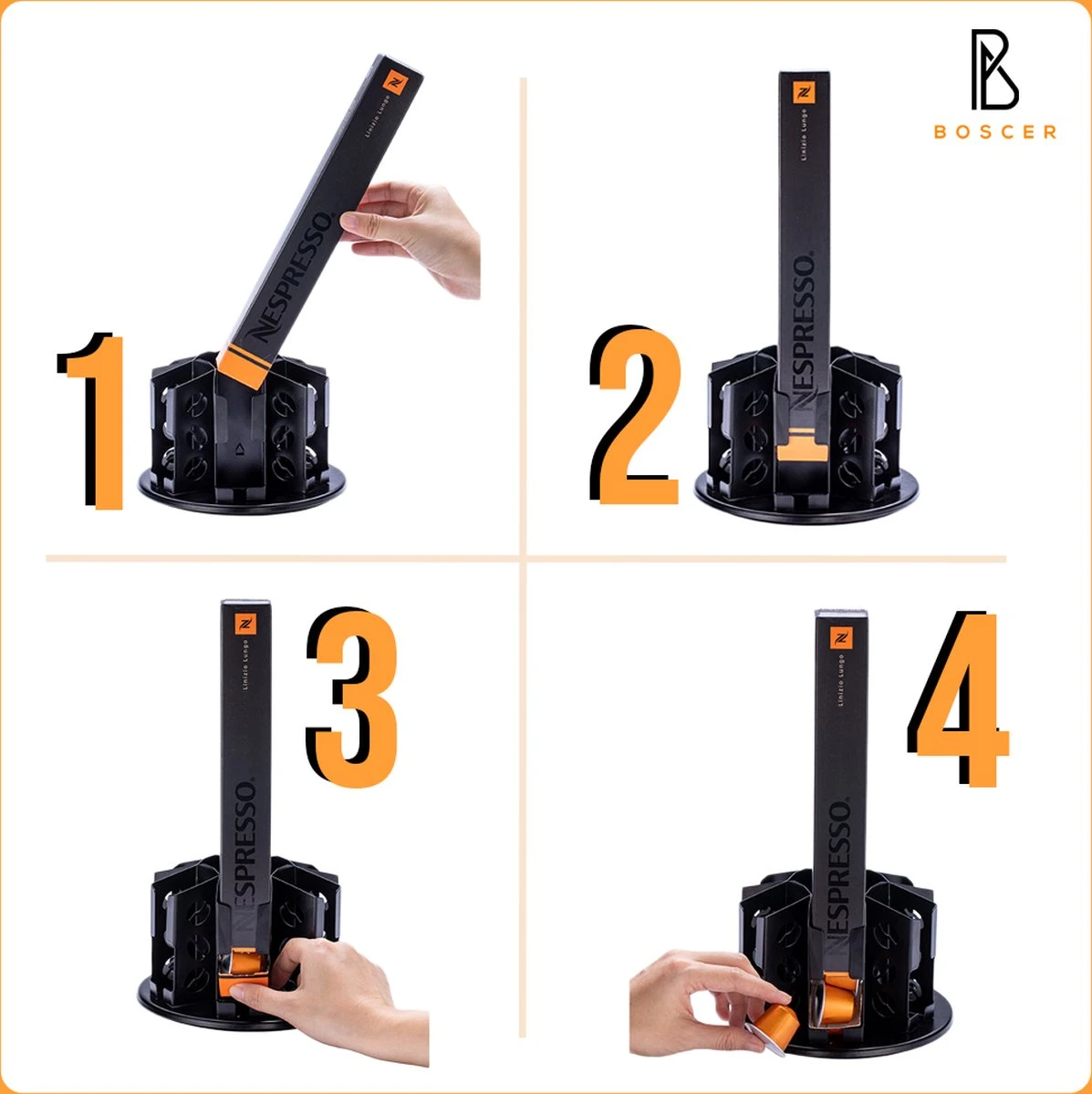 Boscer® Nespresso Capsule Houder | 60 Koffie & Espresso Cup Houder | 360° Draaibaar Antislip | Capsulehouder Zwart 7 Boscer® Nespresso Capsule Houder | 60 Koffie & Espresso Cup Houder | 360° Draaibaar Antislip | Capsulehouder Zwart - Afbeelding 5