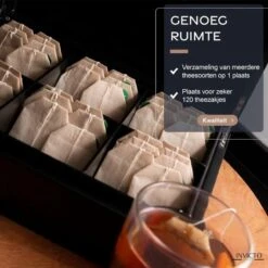 Invicto Products Theedoos 6 Vaks - Ruimte Voor 120 Theezakjes - Bamboe - Anti Slip En Anti Kras - Zwart -Koffieverkoopwinkel 1198x1200 3