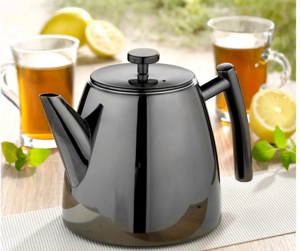 Vaja® Theepot Juliette Met Filter - Dubbelwandig -Theekan 1.0L - Glimmend Zwart 10 Vaja® Theepot Juliette Met Filter - Dubbelwandig -Theekan 1.0L - Glimmend Zwart - Afbeelding 8