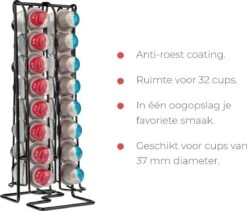 Capsulehouder Voor Nespresso - 32 Koffie Cups – Cup Dispenser – Koffiecups Houder - Metaal – Zwart -Koffieverkoopwinkel 1200x1023 1