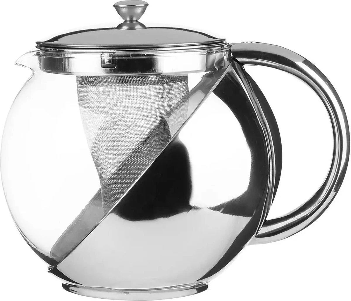 Theepot Met Filter - Zilver 3 Theepot Met Filter - Zilver