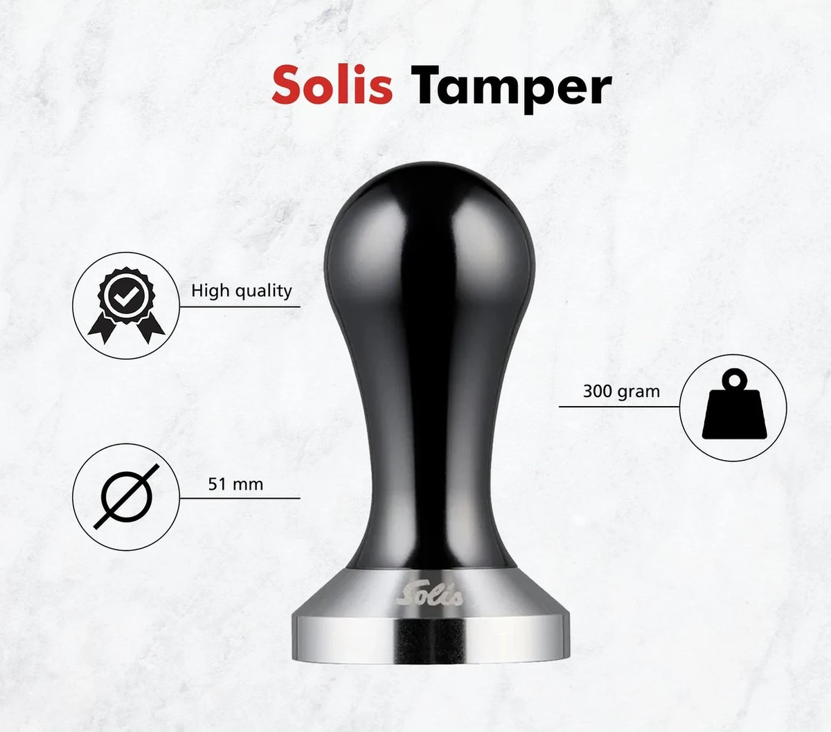 Solis Tamper 51 Mm - Geschikt Voor 51 Mm Portafilters 5 Solis Tamper 51 Mm - Geschikt Voor 51 Mm Portafilters - Afbeelding 3