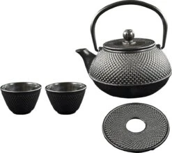 SakuraTea - Theepot Set - 4-delig - Gietijzer - Zwart - 0.8L - 2 Kopjes (100ml) -Koffieverkoopwinkel 1200x1068 2
