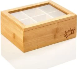 Bambuswald© Houten Theedoos Met 6 Vakken Gemaakt Van 100% Duurzame Bamboe -Koffieverkoopwinkel 1200x1075