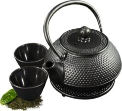 SakuraTea - Theepot Set - 4-delig - Gietijzer - Zwart - 0.8L - 2 Kopjes (100ml) -Koffieverkoopwinkel 1200x1086 3