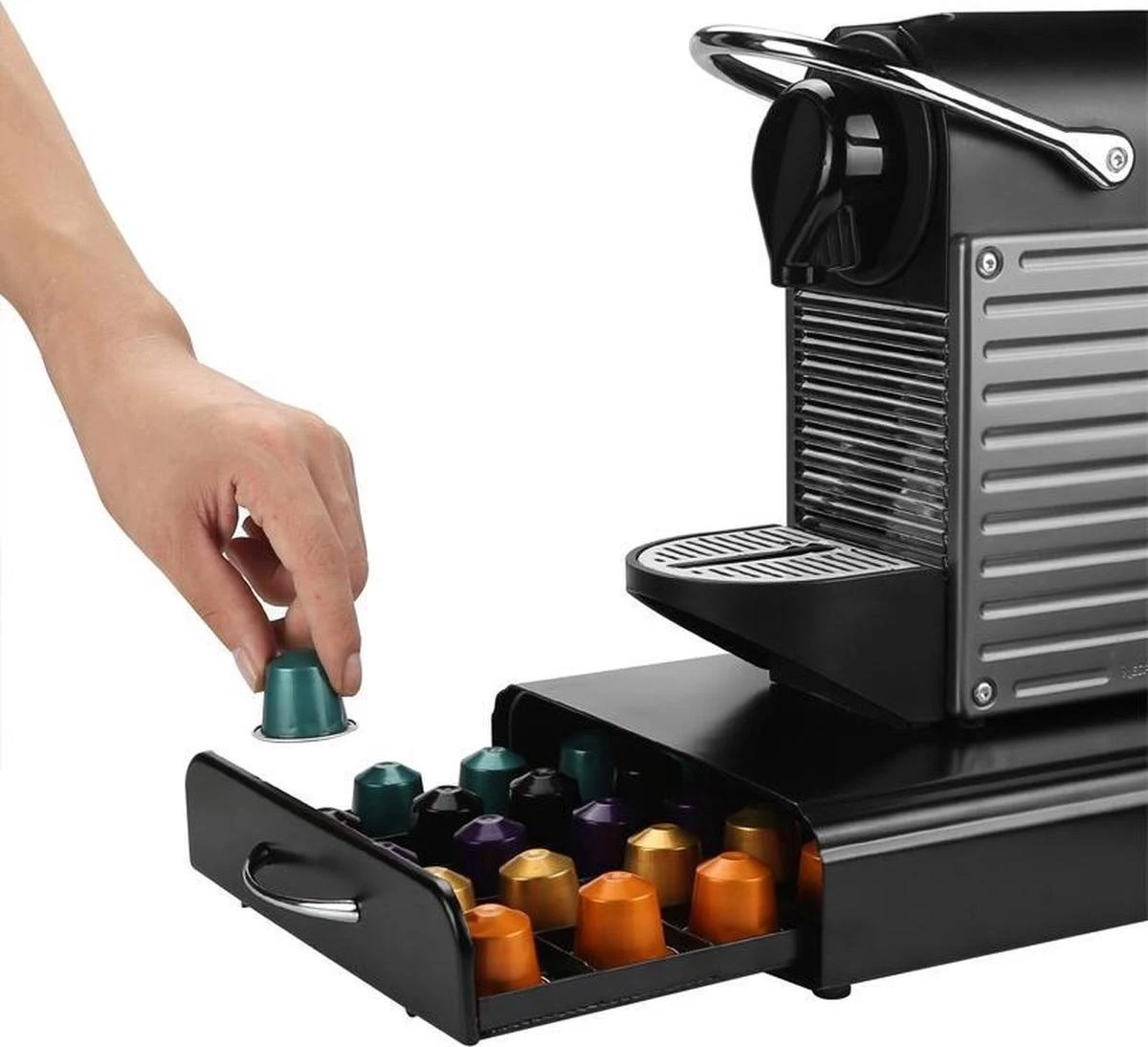 Luxe Nespresso Capsule Houder Met Lade - Espresso Koffie Pad En Cups Houder - 50 Capsules 6 Luxe Nespresso Capsule Houder Met Lade - Espresso Koffie Pad En Cups Houder - 50 Capsules - Afbeelding 4