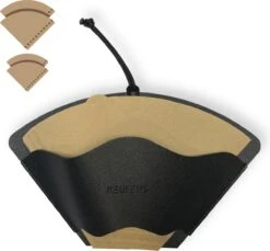 Keufens Koffiefilterhouder - Zwart - Koffiefilter Houder - Geschikt Voor Iedere Koffiefilter - Voor 75 Filters - Koffiefilterhouder Wandmontage - Koffie Accesoires - Kunstleer - Filterzakjeshouder Koffie - Koffie Accessoires