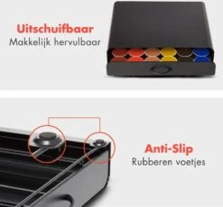 KitchenBrothers Capsulehouder - Met Lade - Dolce Gusto - 36 Capsules - RVS - Zwart -Koffieverkoopwinkel 1200x1116