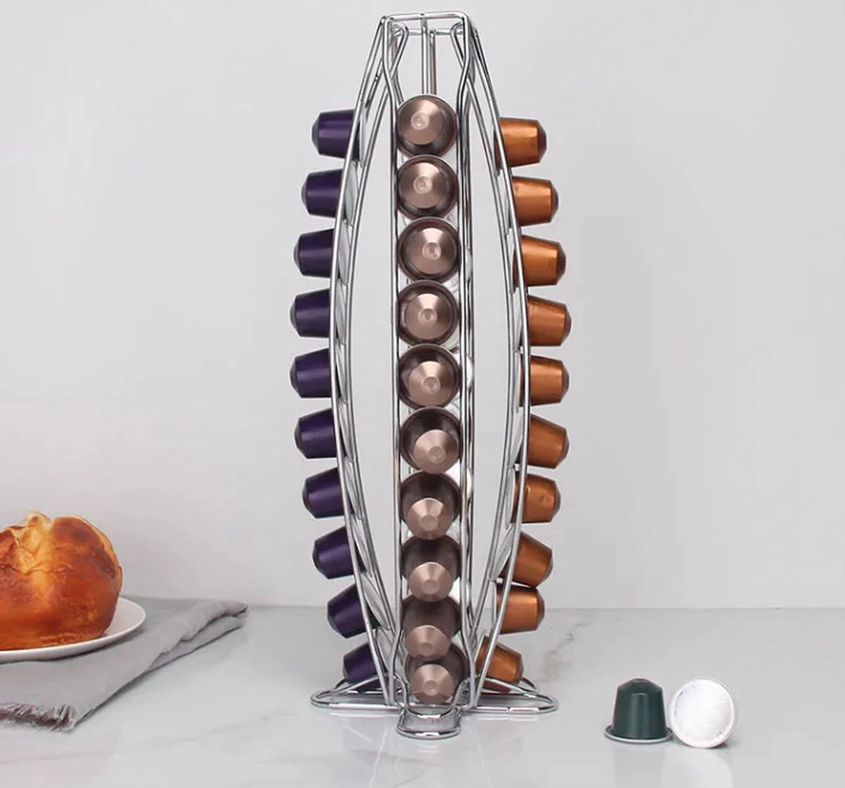 Stijlvolle Capsulehouder Voor 40 Nespresso Cups - Cup Houder – Stijlvol Aluminium – Geschikt Voor 40 Koffie Cups – Met Doosje 10 Nespresso Cups Van L’Or 7 Stijlvolle Capsulehouder Voor 40 Nespresso Cups - Cup Houder – Stijlvol Aluminium – Geschikt Voor 40 Koffie Cups – Met Doosje 10 Nespresso Cups Van L’Or - Afbeelding 5