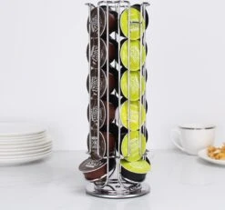 Zindoo Koffie Capsulehouder - Koffiecups Standaard - 24 Cups - Capsule - Dolce Gusto - Draaibaar - Koffie - Espresso - Metalen Standaard - Anti-slip - Cup Dispenser - Pad Organizer - Zilverkleurig - Keukenaccessoire - Capsule Houder Koffie -Koffieverkoopwinkel 1200x1122 1