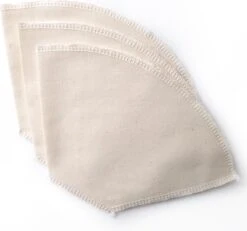 Merkloos Drie Wasbare Koffiefilters Herbruikbaar - Ongebleekt Biologisch Katoen - Wasbaar - Zero Waste - Duurzaam