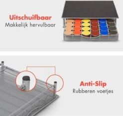 KitchenBrothers Capsulehouder - Met Lade - Dolce Gusto - 36 Cups - Zwart/Zilver -Koffieverkoopwinkel 1200x1131