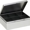 Merkloos Zilveren 6-vaks Theedoos/theekist 20 Cm - Keuken Accessoires - Theezakjes Houder Bewaarblik -Koffieverkoopwinkel 1200x1136