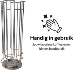 Zindoo Koffie Capsulehouder - Koffiecups Standaard - 24 Cups - Capsule - Dolce Gusto - Draaibaar - Koffie - Espresso - Metalen Standaard - Anti-slip - Cup Dispenser - Pad Organizer - Zilverkleurig - Keukenaccessoire - Capsule Houder Koffie -Koffieverkoopwinkel 1200x1149