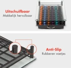 KitchenBrothers Capsulehouder - Met Lade - Nespresso - 60 Cups - Glas - RVS/Zwart -Koffieverkoopwinkel 1200x1153 2