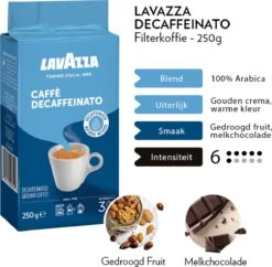 Lavazza Caffe Decaffeinato Filterkoffie - 250 Gram X8 -Koffieverkoopwinkel 1200x1177 6