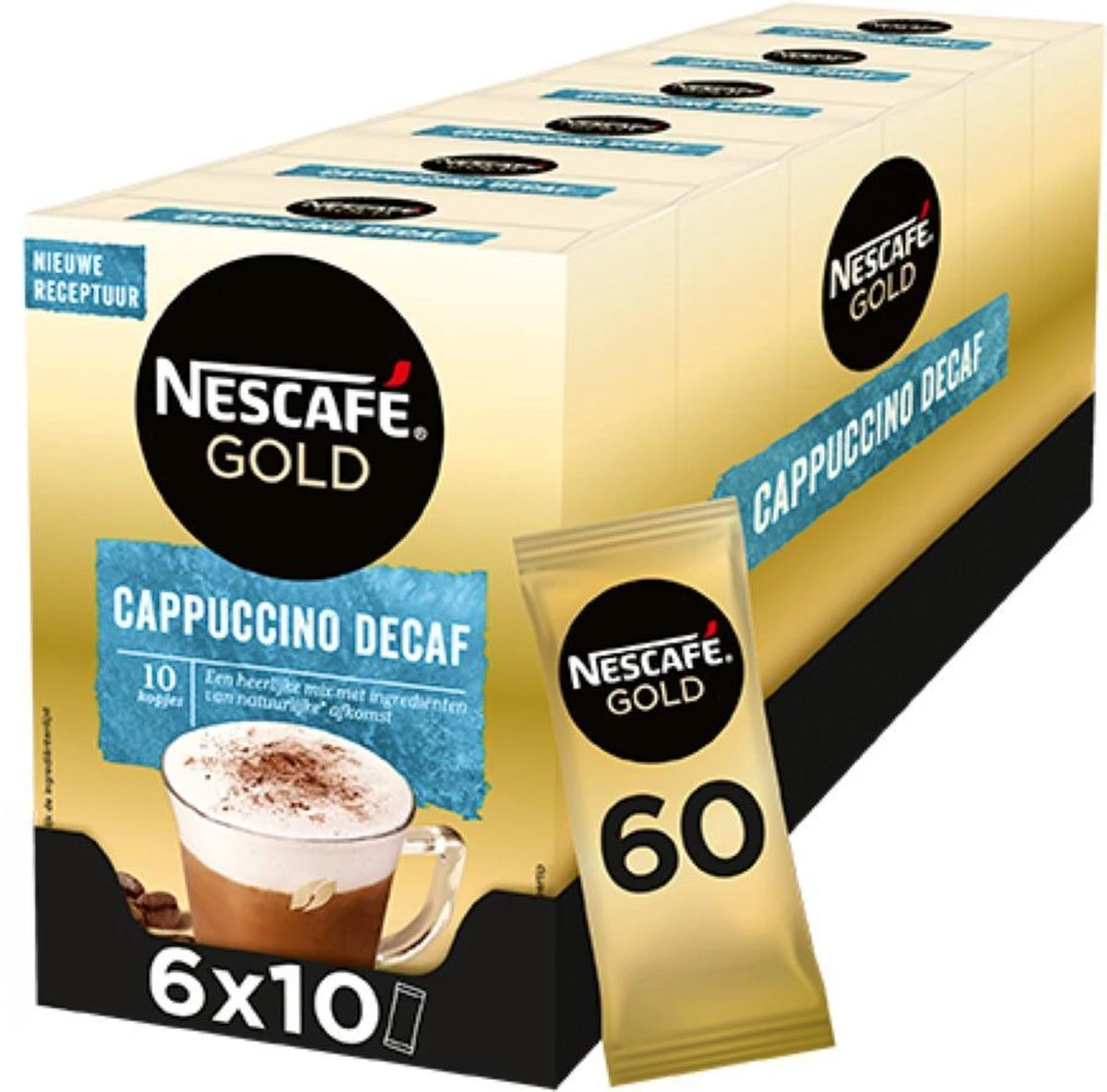 Nescafé Gold Cappuccino Decafé Oploskoffie - Ongezoet - 6 Doosjes à 10 Zakjes 3 Nescafé Gold Cappuccino Decafé Oploskoffie - Ongezoet - 6 Doosjes à 10 Zakjes