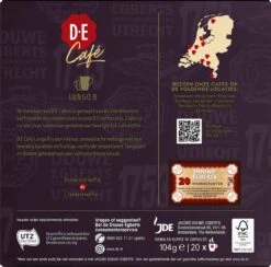 Douwe Egberts D.E Café Lungo Koffiecups - Intesiteit 8/12 - 10 X 20 Capsules -Koffieverkoopwinkel 1200x1186 11