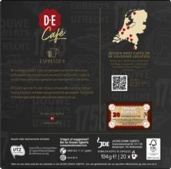 Douwe Egberts D.E Café Espresso Koffiecups - Intensiteit 9/12 - 10 X 20 Capsules -Koffieverkoopwinkel 1200x1186 9