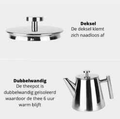 Castagnola Theepot Met Filter – Theekan – Theepot Dubbelwandig – Theepot Roestvrijstaal – Hoogwaardig RVS – 1 Liter – 5 Kopjes Thee – Zilver Glans 17 Castagnola Theepot Met Filter – Theekan – Theepot Dubbelwandig – Theepot Roestvrijstaal – Hoogwaardig RVS – 1 Liter – 5 Kopjes Thee – Zilver Glans -Koffieverkoopwinkel 1200x1195 11