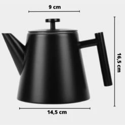 Castagnola Theepot Met Filter – Theekan – Theepot Dubbelwandig – Theepot Roestvrijstaal – Hoogwaardig RVS – 1 Liter – 5 Kopjes Thee – Zwart -Koffieverkoopwinkel 1200x1195 14