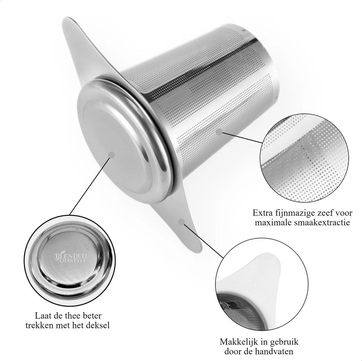 Theezeef Met Handvat Inclusief Lekplaatje En Kruiden Knijper - Thee Ei Voor Losse Thee - Theefilter Voor Losse Thee - Thee Infuser 4 Theezeef Met Handvat Inclusief Lekplaatje En Kruiden Knijper - Thee Ei Voor Losse Thee - Theefilter Voor Losse Thee - Thee Infuser - Afbeelding 2