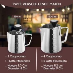 RoiCuisine® Melkopschuimkan - Met Thermometer - 350ml - Melkkannetje - Barista - RVS -Koffieverkoopwinkel 1200x1198 3