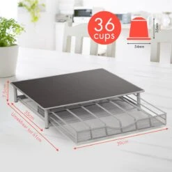 KitchenBrothers Capsulehouder - Met Lade - Dolce Gusto - 36 Cups - Zwart/Zilver -Koffieverkoopwinkel 1200x1200 159