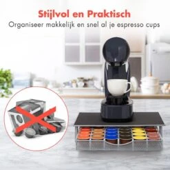 KitchenBrothers Capsulehouder - Met Lade - Dolce Gusto - 36 Cups - Zwart/Zilver -Koffieverkoopwinkel 1200x1200 160