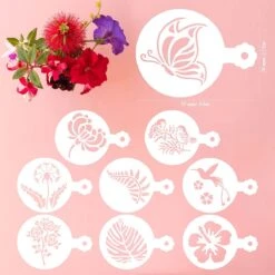 BOTC Cappuccino Sjabloon - 30 Herbruikbaar Barista Tools / Bloemen- DIY Stencil Cookie Barista Tools Voor Hot Chocolate / Cupcake / Cappuccino Decoratie - 9.7x7CM) -Koffieverkoopwinkel 1200x1200 171