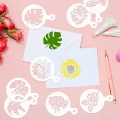 BOTC Cappuccino Sjabloon - 30 Herbruikbaar Barista Tools / Bloemen- DIY Stencil Cookie Barista Tools Voor Hot Chocolate / Cupcake / Cappuccino Decoratie - 9.7x7CM) -Koffieverkoopwinkel 1200x1200 174