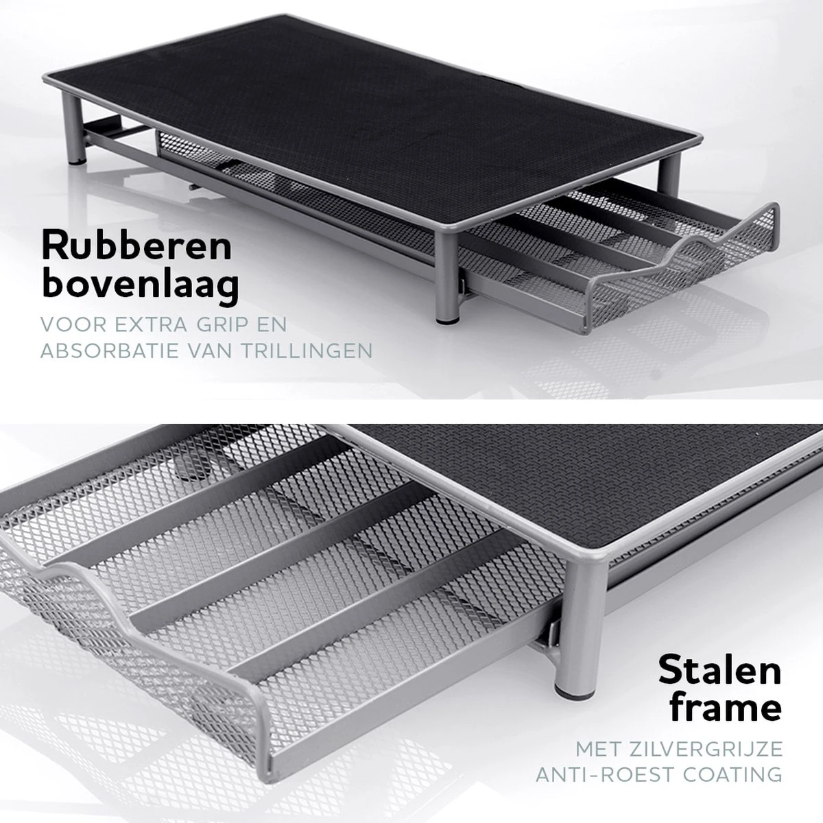 Capsulehouder Met Lade - Geschikt Voor Nespresso Koffiecups - 40 Capsules - Plateau Voor Koffiecupmachine – Zilver/grijs 5 Capsulehouder Met Lade - Geschikt Voor Nespresso Koffiecups - 40 Capsules - Plateau Voor Koffiecupmachine – Zilver/grijs - Afbeelding 3