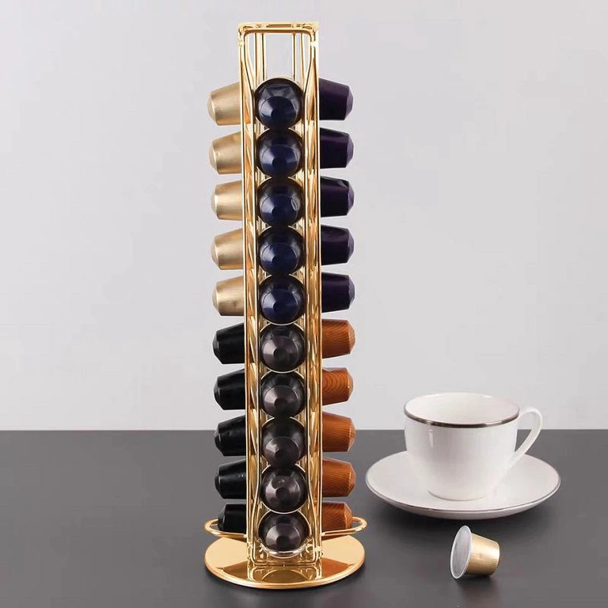 TDR-Draaibare Capsulehouder - Geschikt Voor Nespresso En Compatible Capsules - 40 Stuks -goud 4 TDR-Draaibare Capsulehouder - Geschikt Voor Nespresso En Compatible Capsules - 40 Stuks -goud - Afbeelding 2