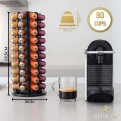 Capsulehouder Voor 80 Nespresso Koffiecups - Nespresso Cups - Koffiecups Houder - 360º Draaibaar Zwart -Koffieverkoopwinkel 1200x1200 290