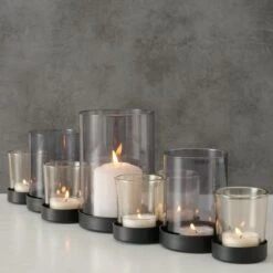Theelichthouder Zwart Metaal / Glas. Set Van 9 -Koffieverkoopwinkel 1200x1200 37