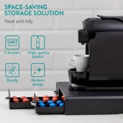 Navaris Espresso Capsulehouder Met Lades - Koffiecuphouder Met 3 Lades - Opbergbox Geschikt Voor Nespresso Cups - 48 Koffiecups - Zwart -Koffieverkoopwinkel 1200x1200 411