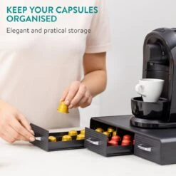 Navaris Espresso Capsulehouder Met Lades - Koffiecuphouder Met 3 Lades - Opbergbox Geschikt Voor Nespresso Cups - 48 Koffiecups - Zwart -Koffieverkoopwinkel 1200x1200 413