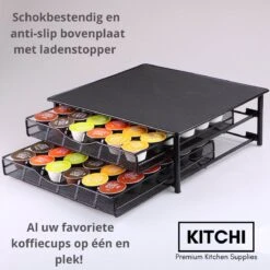 Kitchi - Capsulehouder Voor Dolce Gusto Cups Met 2 Lades - Koffiecup Houder Voor 72 Cups - Trilling Dempend En Antislip - Zwart Metaal -Koffieverkoopwinkel 1200x1200 419