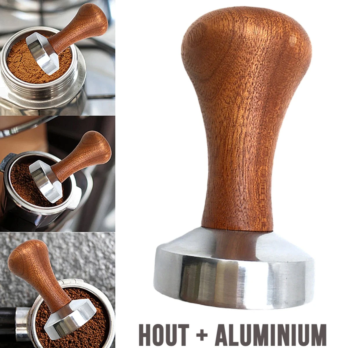 Merkloos Allernieuwste Koffie Tamper Koffieverdeler 51mm - Hout En Aluminium - Barista Espresso Leveler Koffie Verdeler - 51 Mm 3 Merkloos Allernieuwste Koffie Tamper Koffieverdeler 51mm - Hout En Aluminium - Barista Espresso Leveler Koffie Verdeler - 51 Mm